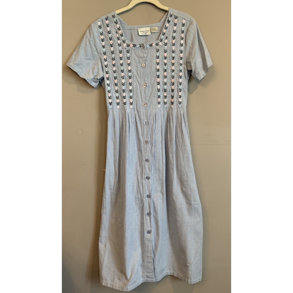 Light Blue Embroidered Button-Front Wedding Guest Dress